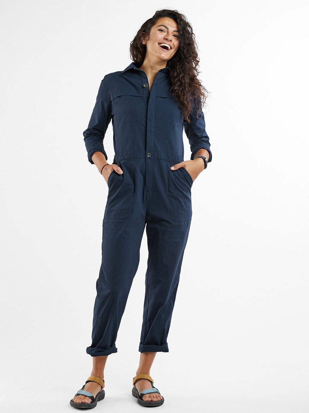 Title Nine Women's Navy Utility Jumpsuit XL Blue Navy